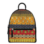 Egyptian Tribal Pattern Print Leather Backpack