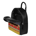 Egyptian Tribal Pattern Print Leather Backpack
