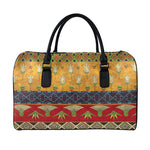 Egyptian Tribal Pattern Print Leather Duffle Bag