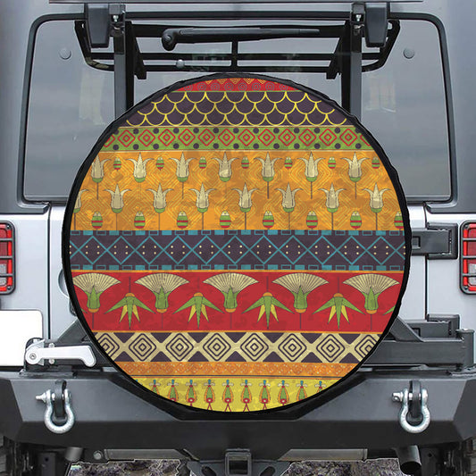 Egyptian Tribal Pattern Print Leather Spare Tire Cover