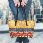 Egyptian Tribal Pattern Print Leather Tote Bag