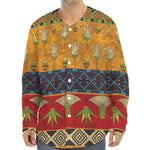 Egyptian Tribal Pattern Print Long Sleeve Baseball Jersey