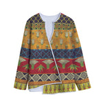 Egyptian Tribal Pattern Print Long Sleeve Short Coat