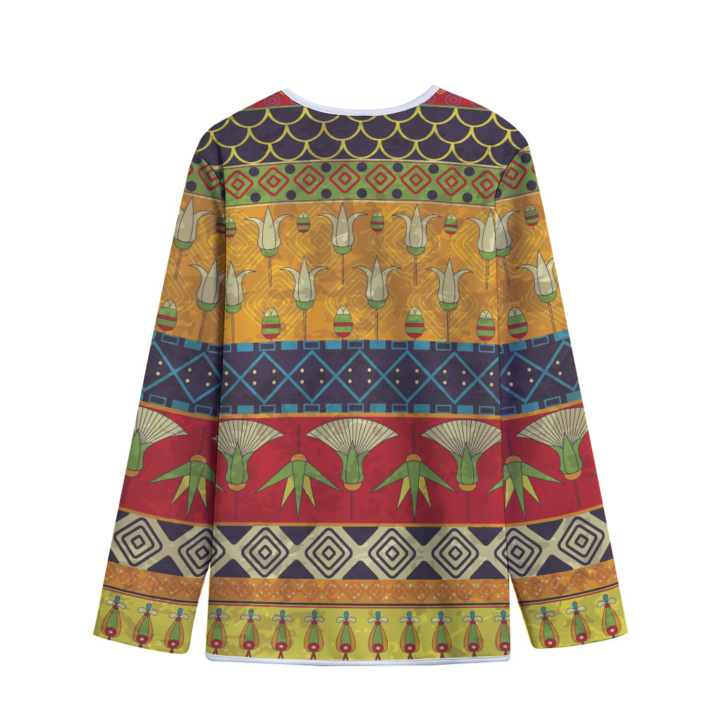 Egyptian Tribal Pattern Print Long Sleeve Short Coat
