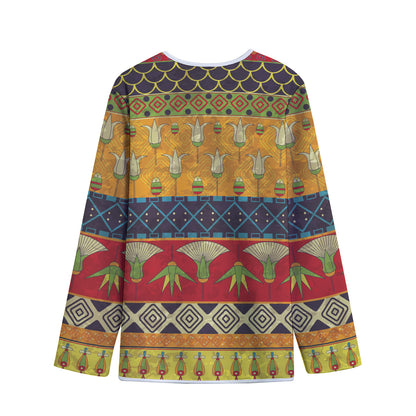 Egyptian Tribal Pattern Print Long Sleeve Short Coat