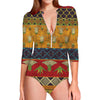 Egyptian Tribal Pattern Print Long Sleeve Swimsuit