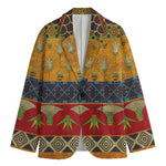 Egyptian Tribal Pattern Print Men's Cotton Blazer