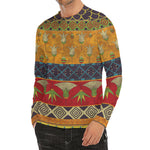 Egyptian Tribal Pattern Print Men's Long Sleeve Rash Guard