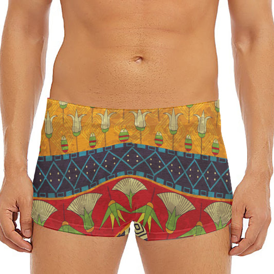 Egyptian Tribal Pattern Print Men's Short Boxer Briefs
