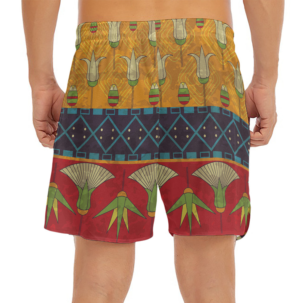 Egyptian Tribal Pattern Print Men's Split Running Shorts