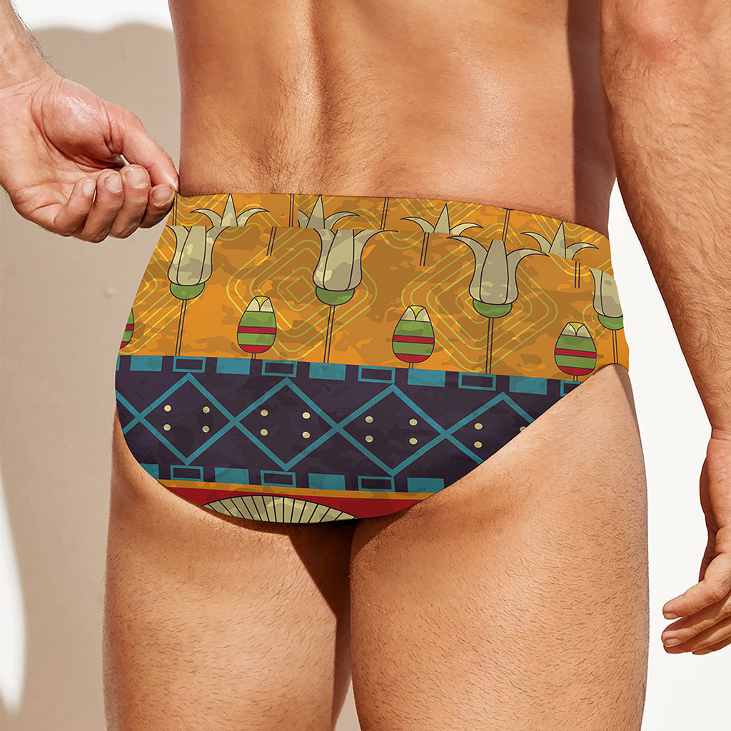 Egyptian Tribal Pattern Print Men's Swim Briefs