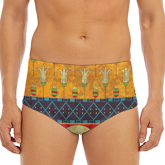 Egyptian Tribal Pattern Print Men's Triangle Swim Briefs