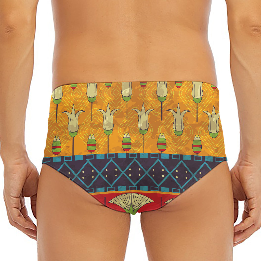 Egyptian Tribal Pattern Print Men's Triangle Swim Briefs