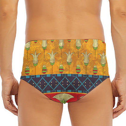 Egyptian Tribal Pattern Print Men's Triangle Swim Briefs