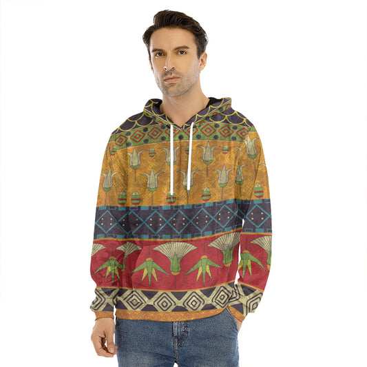 Egyptian Tribal Pattern Print Men's Velvet Pullover Hoodie