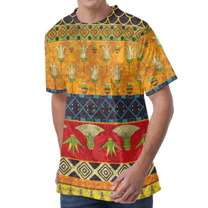 Egyptian Tribal Pattern Print Men's Velvet T-Shirt