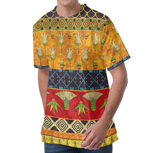 Egyptian Tribal Pattern Print Men's Velvet T-Shirt
