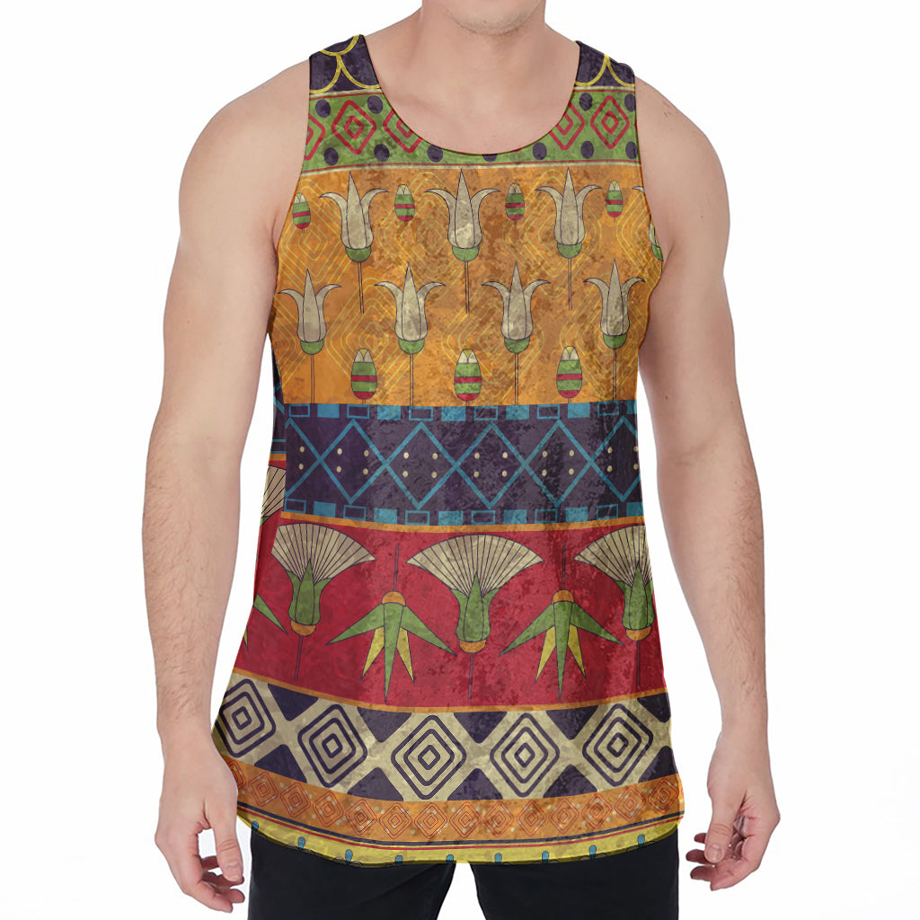 Egyptian Tribal Pattern Print Men's Velvet Tank Top