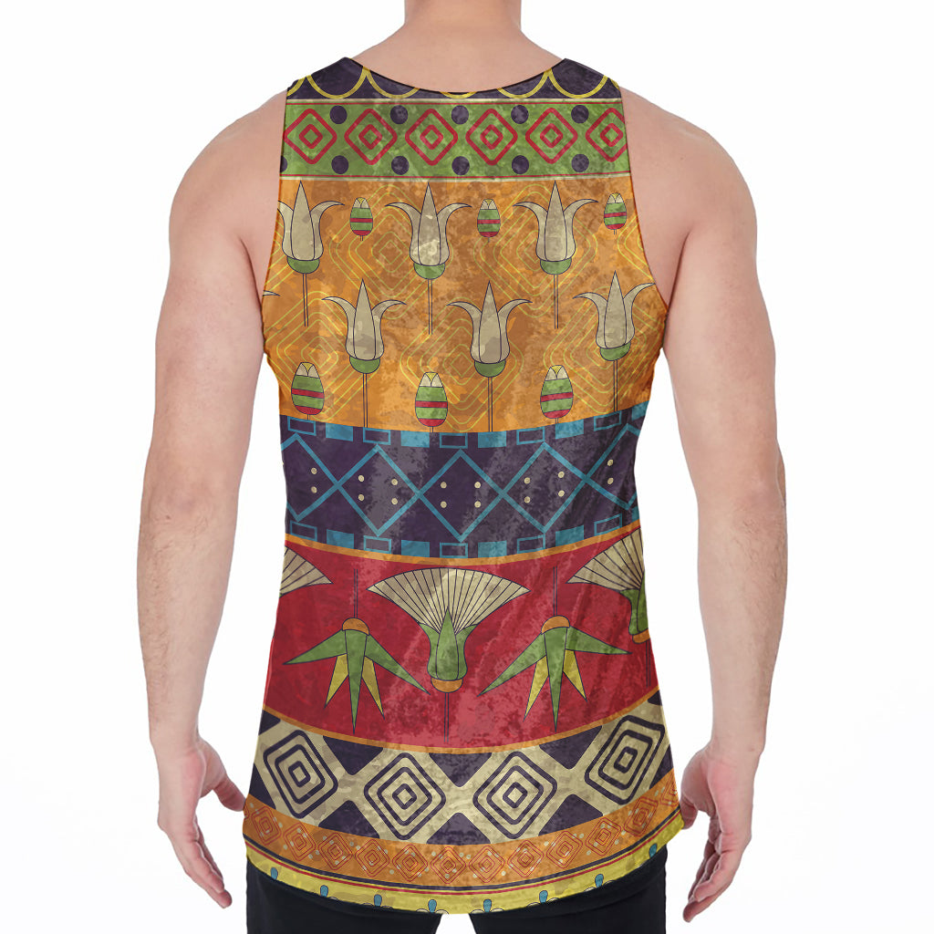 Egyptian Tribal Pattern Print Men's Velvet Tank Top