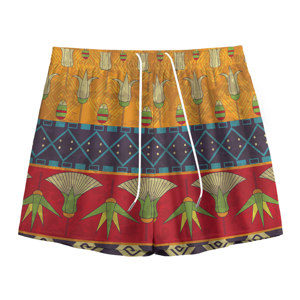 Egyptian Tribal Pattern Print Mesh Shorts