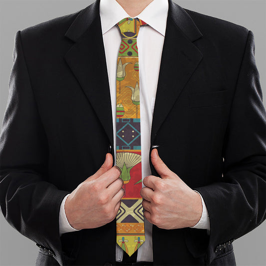 Egyptian Tribal Pattern Print Necktie