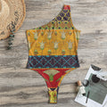 Egyptian Tribal Pattern Print One Shoulder Bodysuit