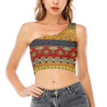 Egyptian Tribal Pattern Print One Shoulder Crop Top