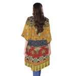 Egyptian Tribal Pattern Print Open Front Beach Cover Up