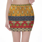 Egyptian Tribal Pattern Print Pencil Mini Skirt
