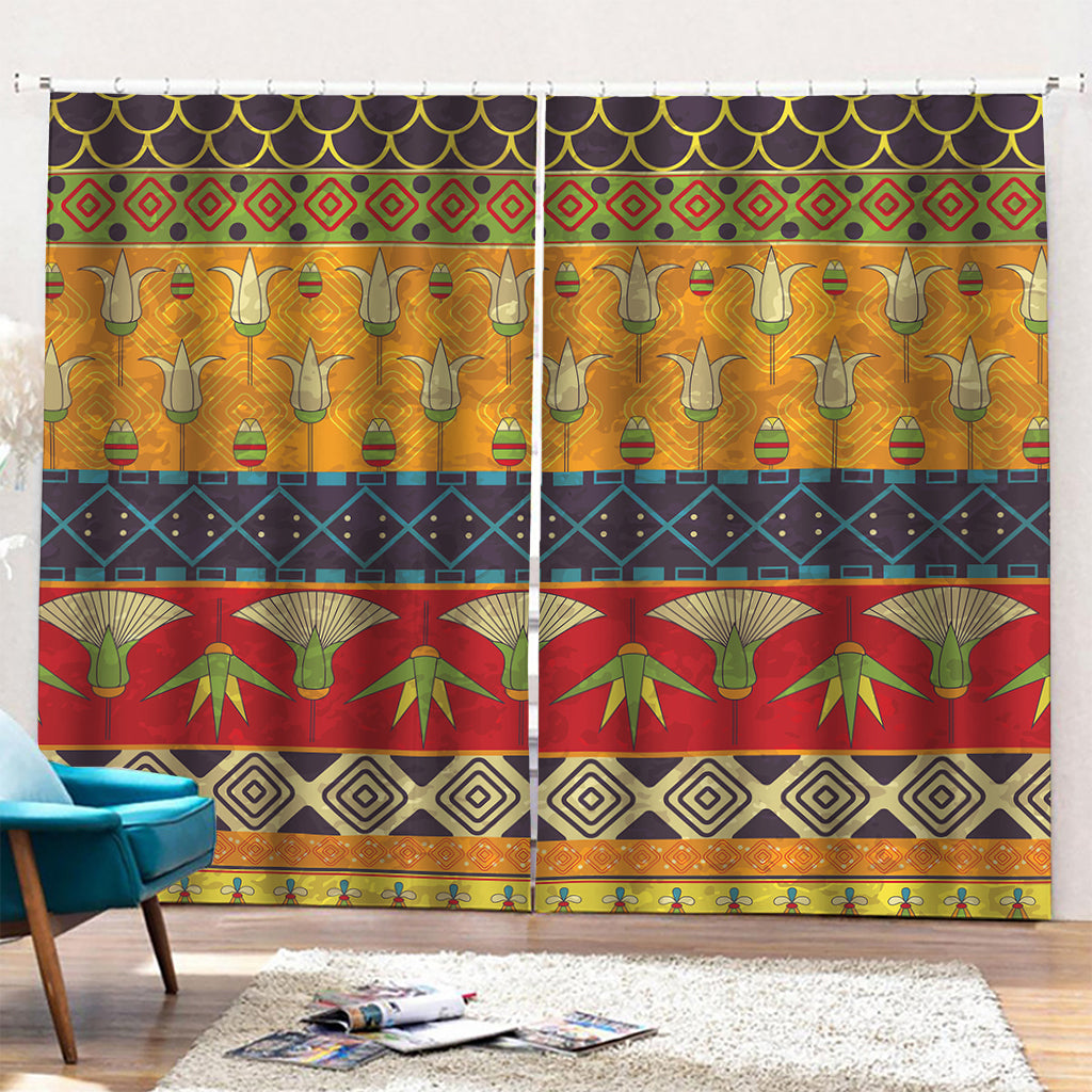 Egyptian Tribal Pattern Print Pencil Pleat Curtains