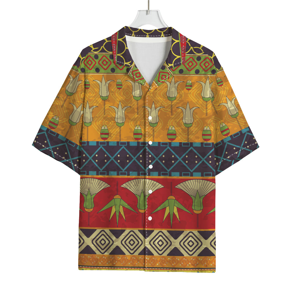Egyptian Tribal Pattern Print Rayon Hawaiian Shirt
