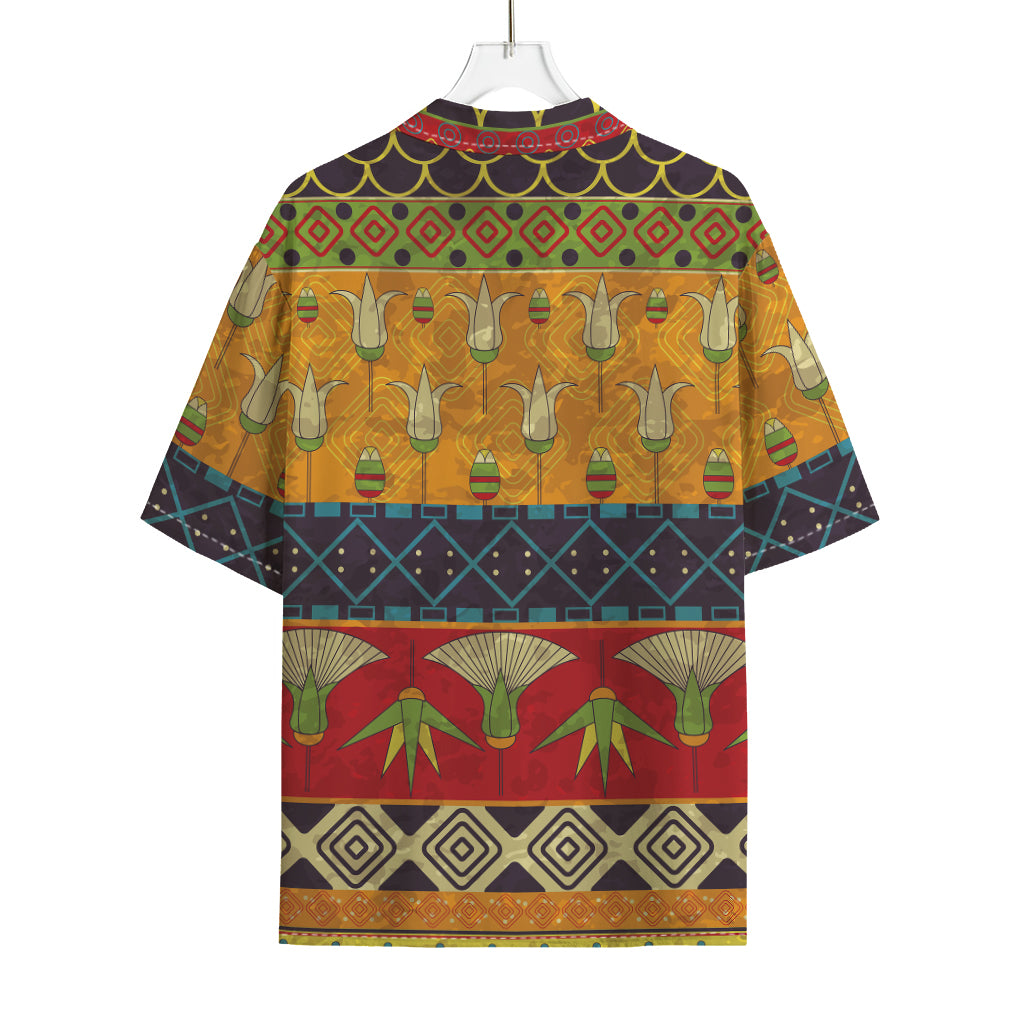 Egyptian Tribal Pattern Print Rayon Hawaiian Shirt