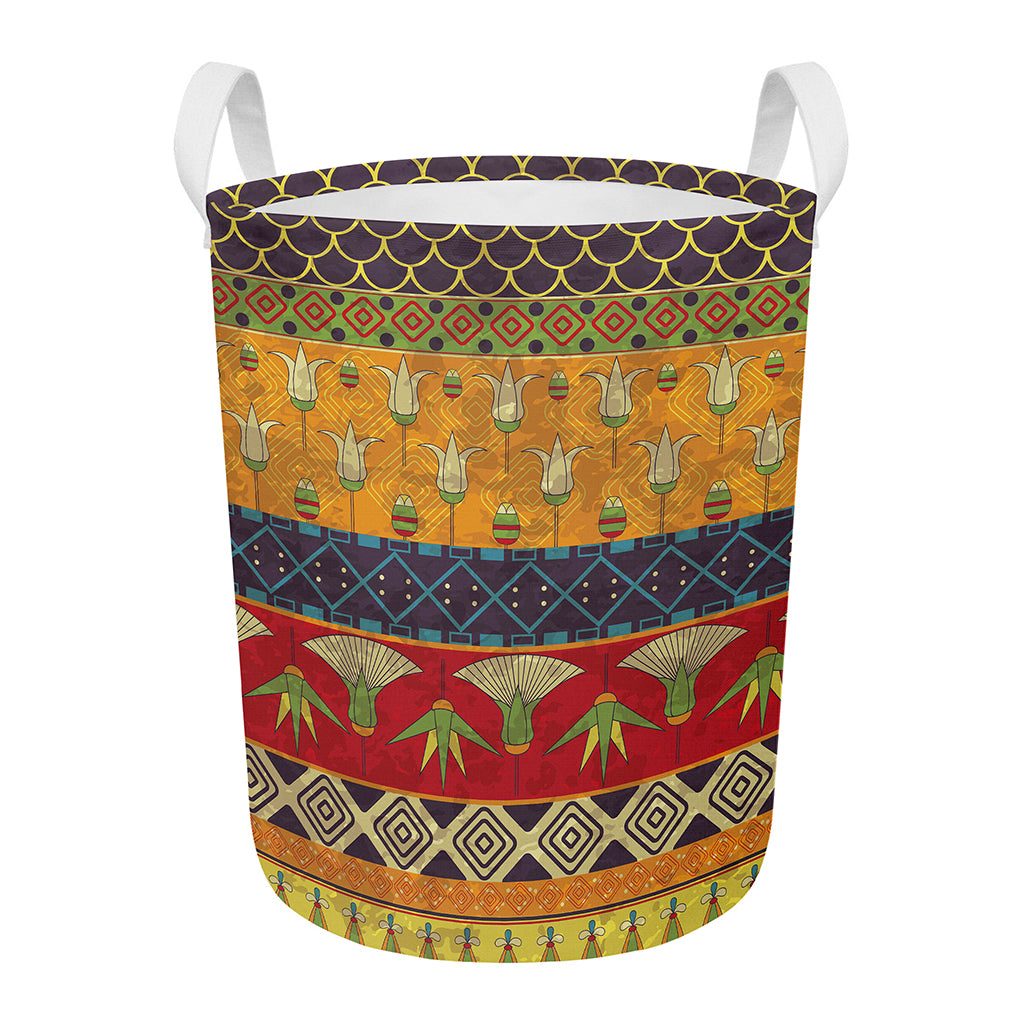 Egyptian Tribal Pattern Print Round Laundry Basket
