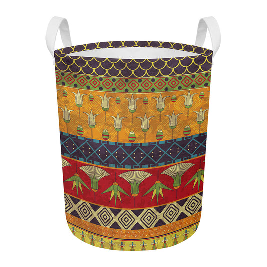 Egyptian Tribal Pattern Print Round Laundry Basket