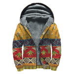 Egyptian Tribal Pattern Print Sherpa Lined Zip Up Hoodie