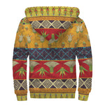 Egyptian Tribal Pattern Print Sherpa Lined Zip Up Hoodie