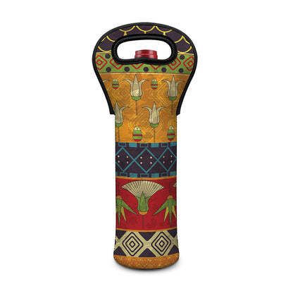 Egyptian Tribal Pattern Print Single Neoprene Wine Tote