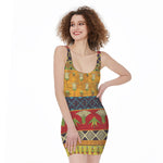 Egyptian Tribal Pattern Print Sleeveless Bodycon Dress