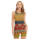 Egyptian Tribal Pattern Print Sleeveless One Piece Swimsuit