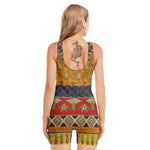 Egyptian Tribal Pattern Print Sleeveless One Piece Swimsuit