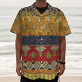 Egyptian Tribal Pattern Print Textured Short Sleeve Shirt