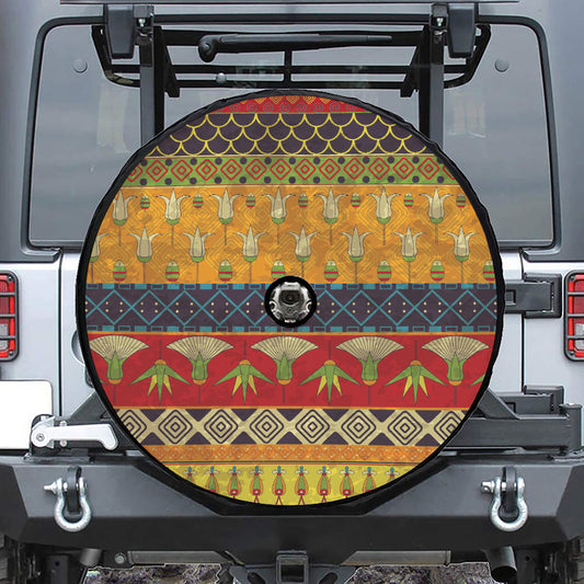Egyptian Tribal Pattern Print Tire Cover With Camera Hole