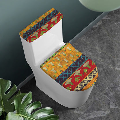 Egyptian Tribal Pattern Print Toilet Lid And Tank Cover Set