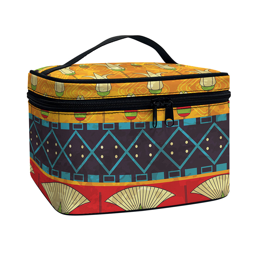 Egyptian Tribal Pattern Print Travel Makeup Bag