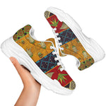 Egyptian Tribal Pattern Print White Chunky Shoes