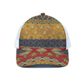 Egyptian Tribal Pattern Print White Mesh Trucker Hat