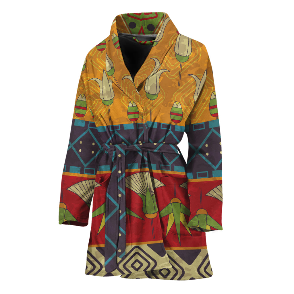 Egyptian Tribal Pattern Print Women's Bathrobe