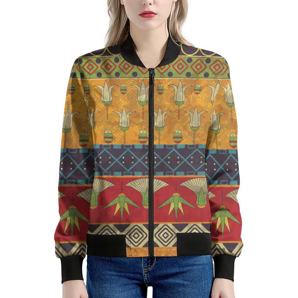 Egyptian Tribal Pattern Print Women's Bomber Jacket