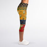 Egyptian Tribal Pattern Print Women's Capri Leggings