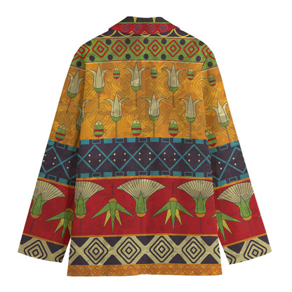 Egyptian Tribal Pattern Print Women's Cotton Blazer